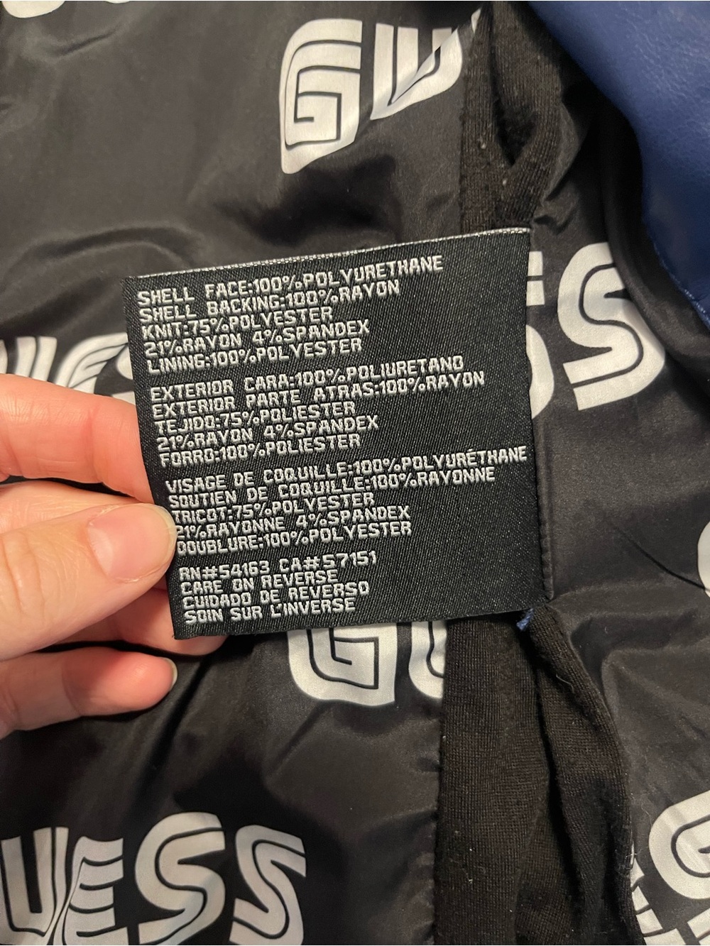 Guess Blue Faux Leather Moto Jacket - Picture 3 of 6